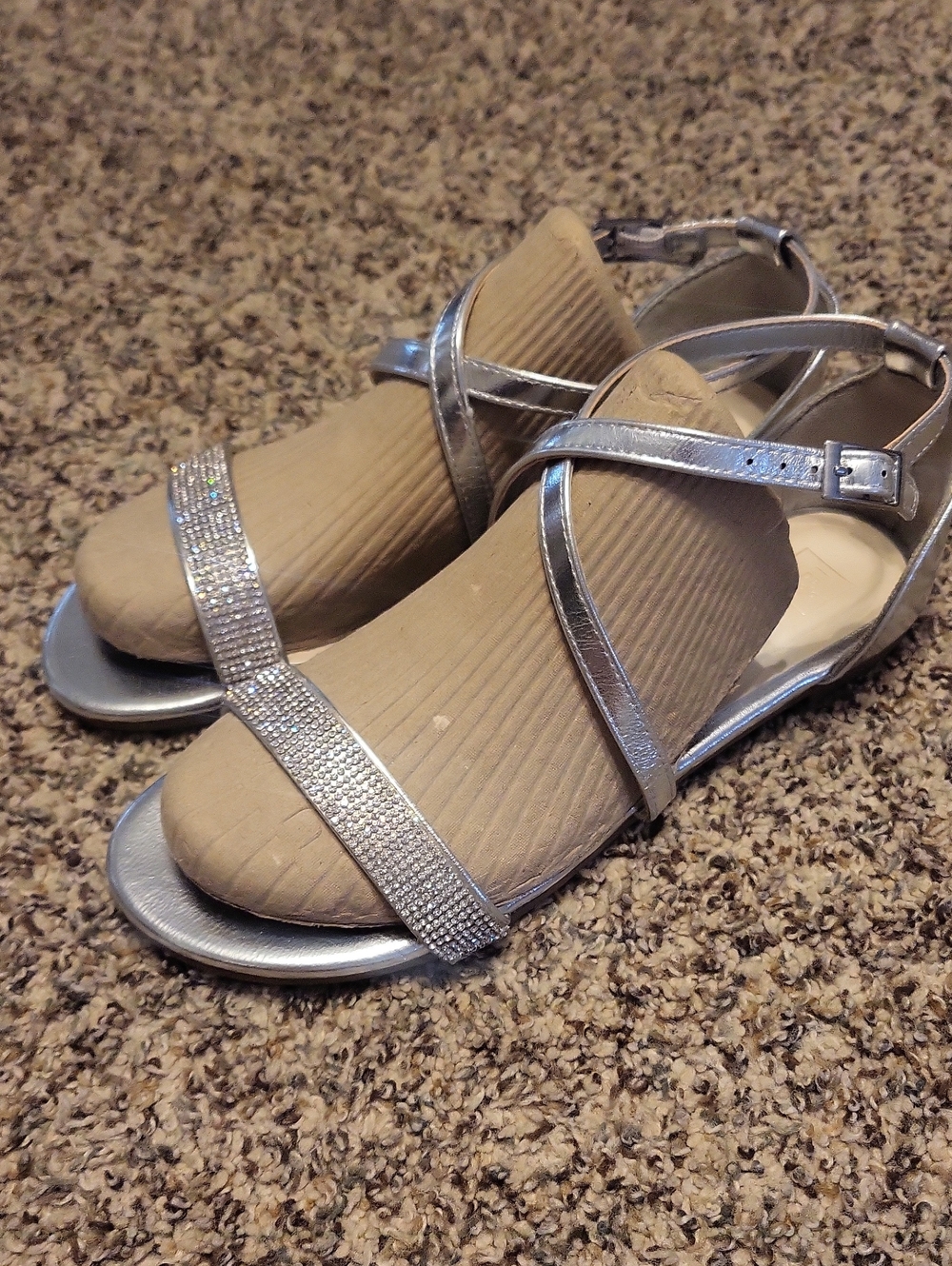 Sparkling Silver Rhinestone Strap Women’s Sandals
